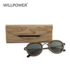 round frame metal arm polarized wood sunglasses brand your own logo