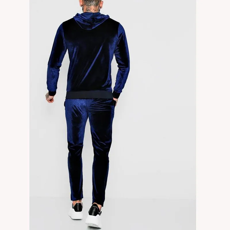 2018 Popular Hot Selling Blue Velour Tracksuit With Hood For Men - Buy ...