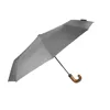 Environmentally Friendly RPET Foldable Umbrella Automatic Open With Wooden Crooked Handle