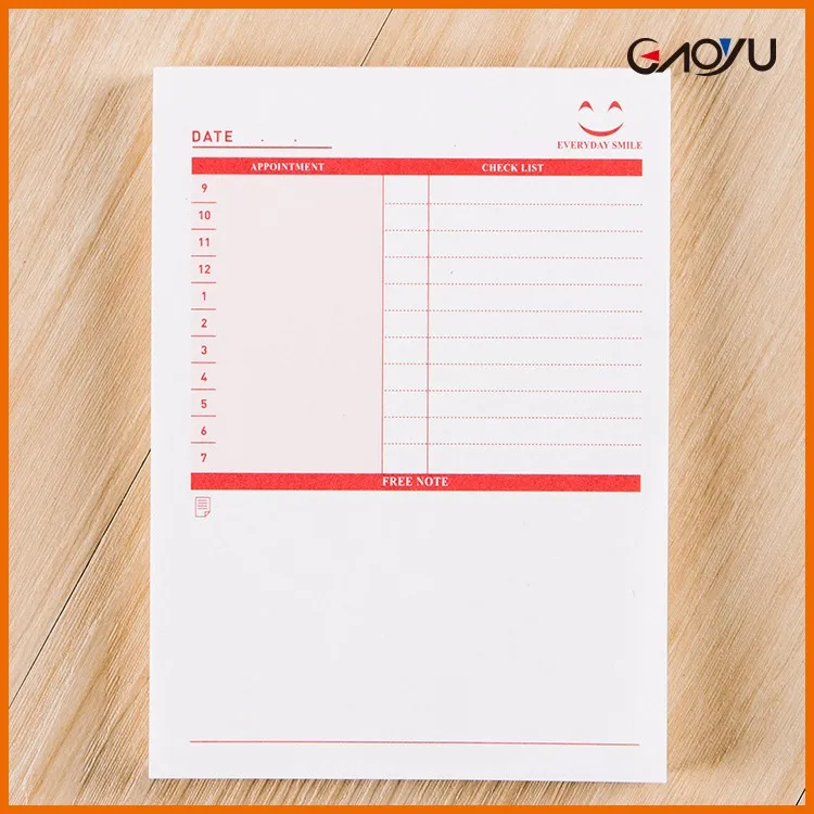 Stationery Notepad Agenda Custom Priting Item Weekly Day Plan Planner