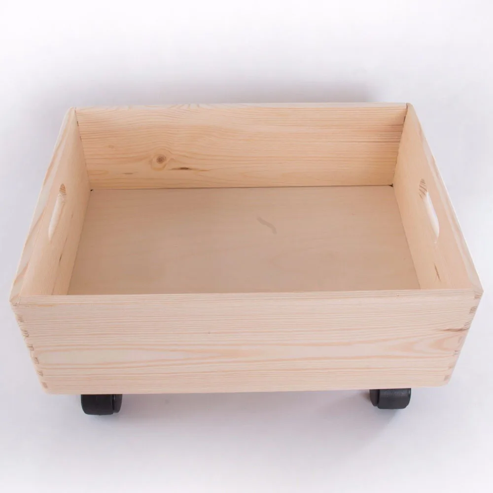 Large Wooden Stackable Storage Crate With Handles Craft Toy Keepsake Box 