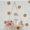 Nordic style wood beads string design floating wall shelf storage shelf for baby room decor
