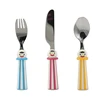 Cathylin halloween children flatware 18/10 stainless steel cartoon pattern kids baby cutlery set with plastic handle