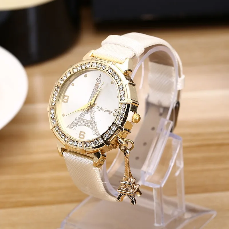 Wholesale Dila Eiffel Tower Watch Diamond Women Leather Watch - Buy ...