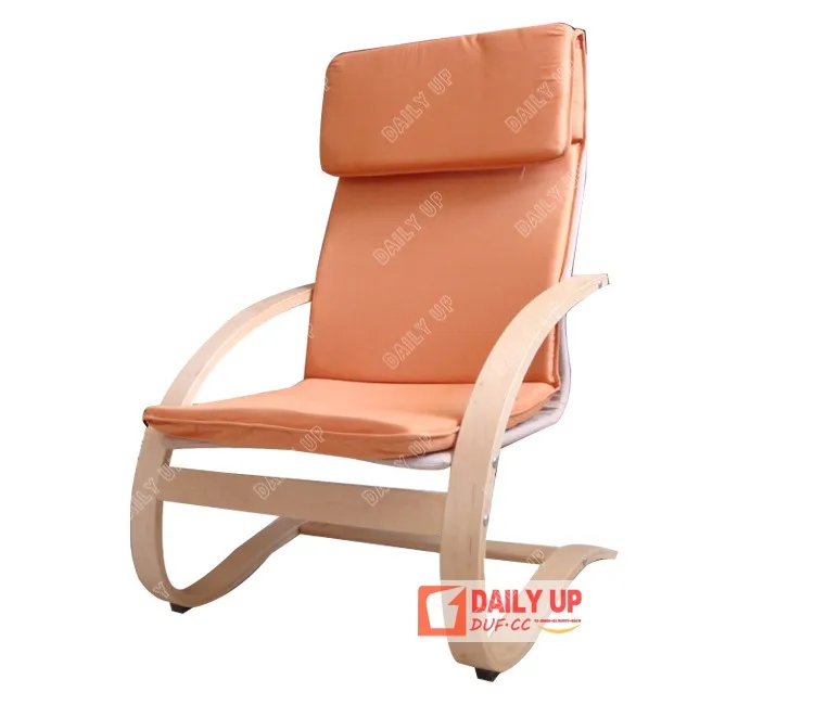 Hot Sale Wooden Leisure Chair With Headrest Padded Cushion Sled Frame Bentwood Chair For Bedroom Living Room Hotel Lounge