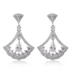 Bridal Jewelry 925 Sterling Silver Crystal Cz Crystal Fan Shape Chandelier Drop Earrings