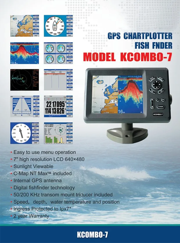 KCOMBO-7 GPS plotter and find fishing combo transducer