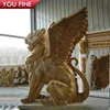 Outdoor decorative Natural Stone marble flying lion with wings Sculpture