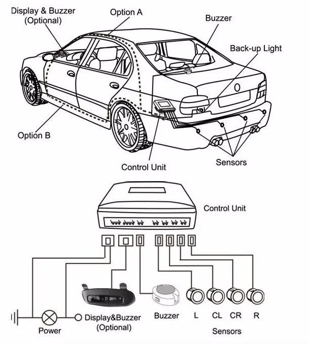Led Reverse Car Parking Aftermarket Backup Sensor With 4 Rear Bumper