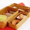 Seaweed series handmade straw baskets rectangular storage box zakka picnic basket desktop makeup box