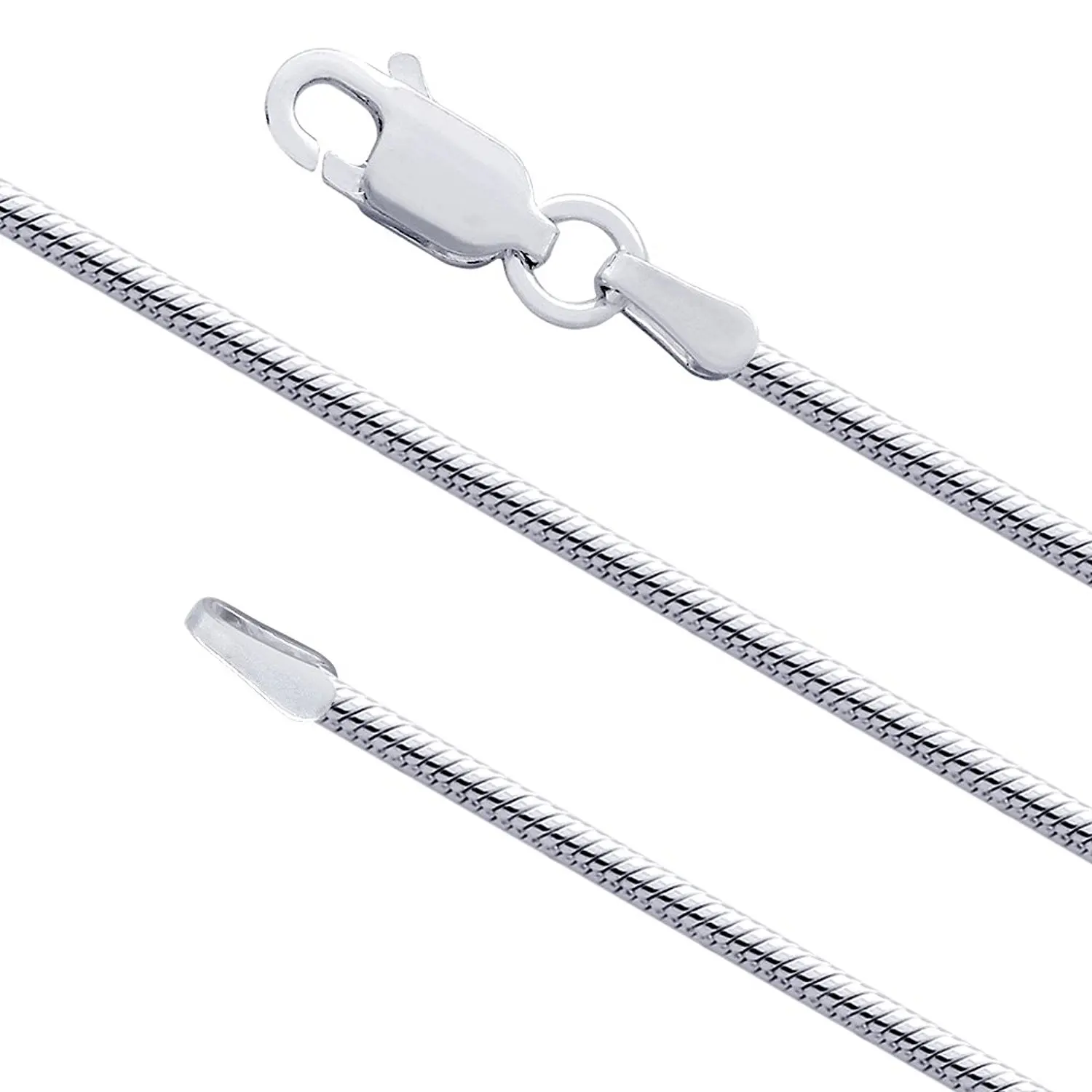 Made in Italy Thin 0.8mm Sterling Silver Nickel Free 8 Sided Snake link Chain