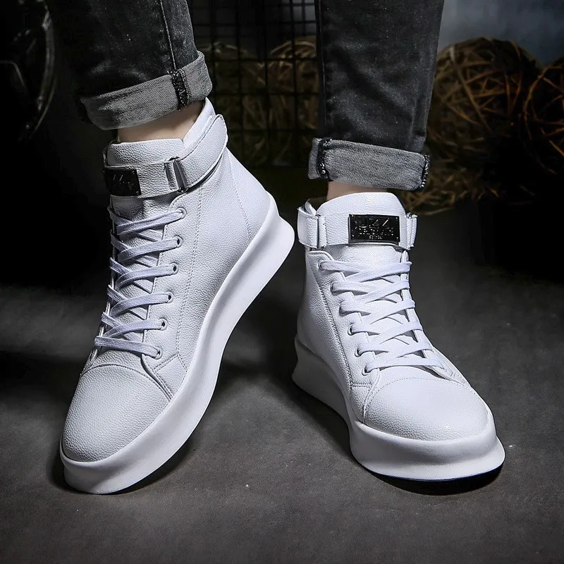 Fashion Korean Male High Top Leather Mens Shoes Casual - Buy Mens Shoes ...