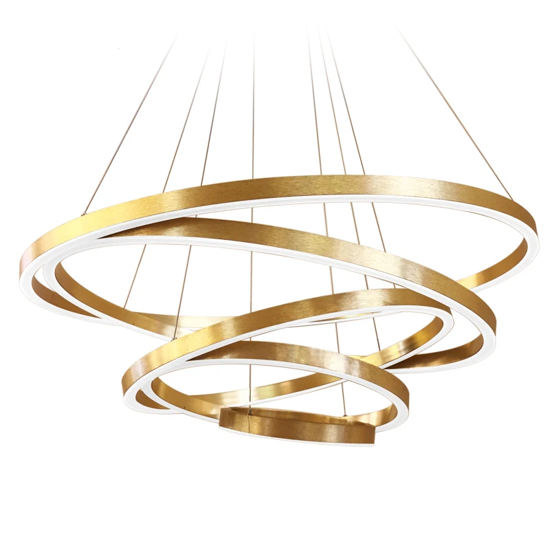 MEEROSEE Große Ringe LED Anhänger Lichter Gold Hängen Lampe Für Restaurant Acryl Kreis