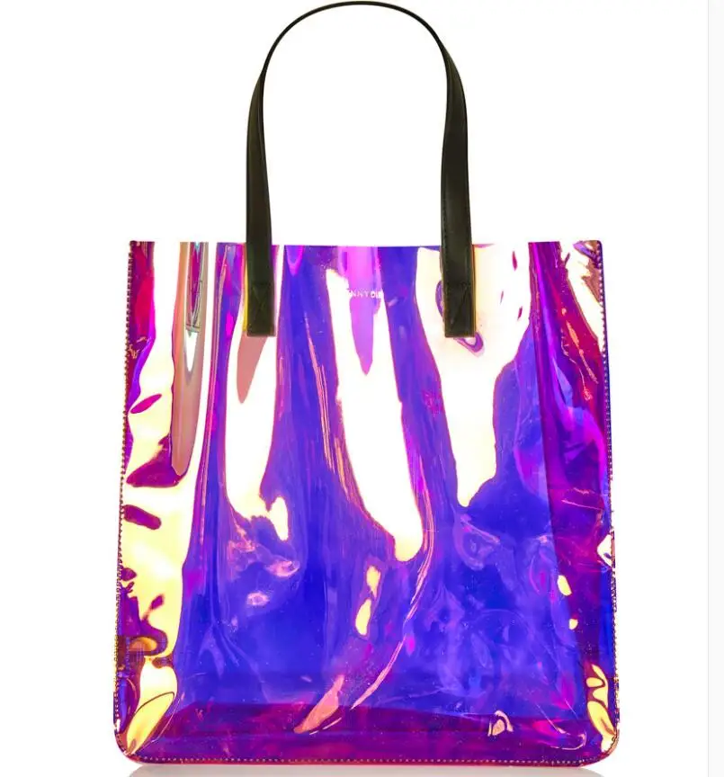 Pvc Holographic Bag Colorful Shiny Standard Size Tote Shopping Bag ...