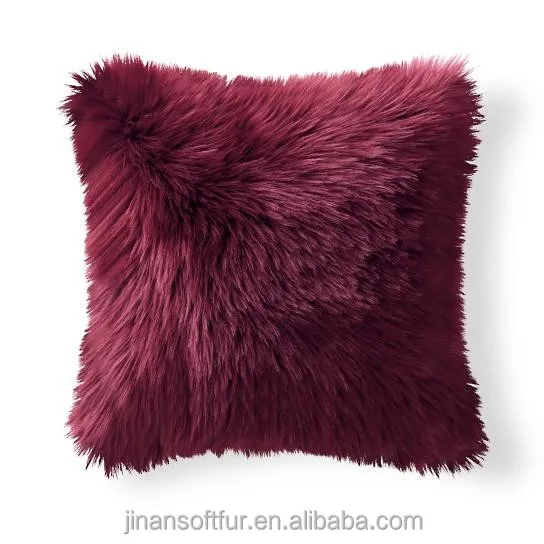 Long Hair Real Sheepskin Fur Cushions Outdoor Leather Bench