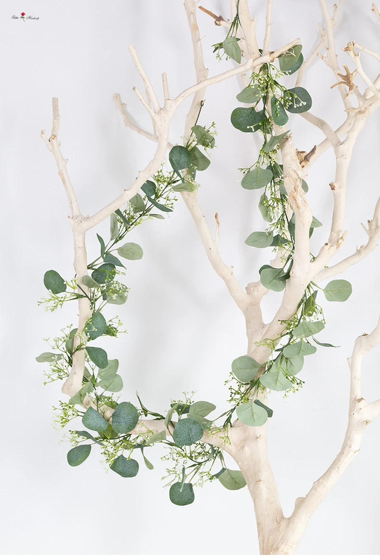 Silk Leaves Artificial Seeded Eucalyptus Garlands For Wedding Wreath ...