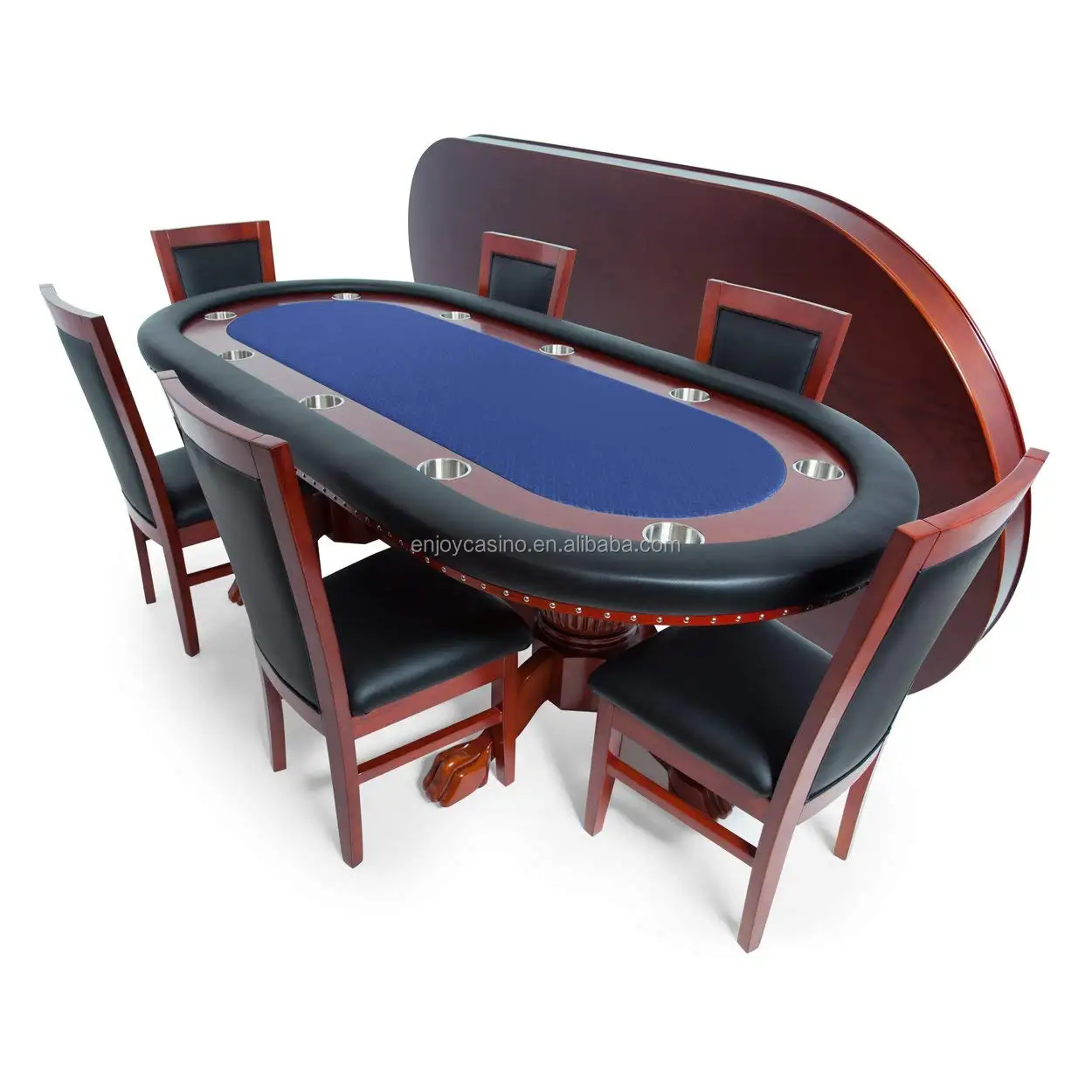  BBO Poker Elite - Mesa de póquer para 10 jugadores con  superficie de juego de velocidad adecuada, ovalada de 94 x 44 pulgadas,  incluye 6 sillas de comedor (negro) : Juguetes y Juegos