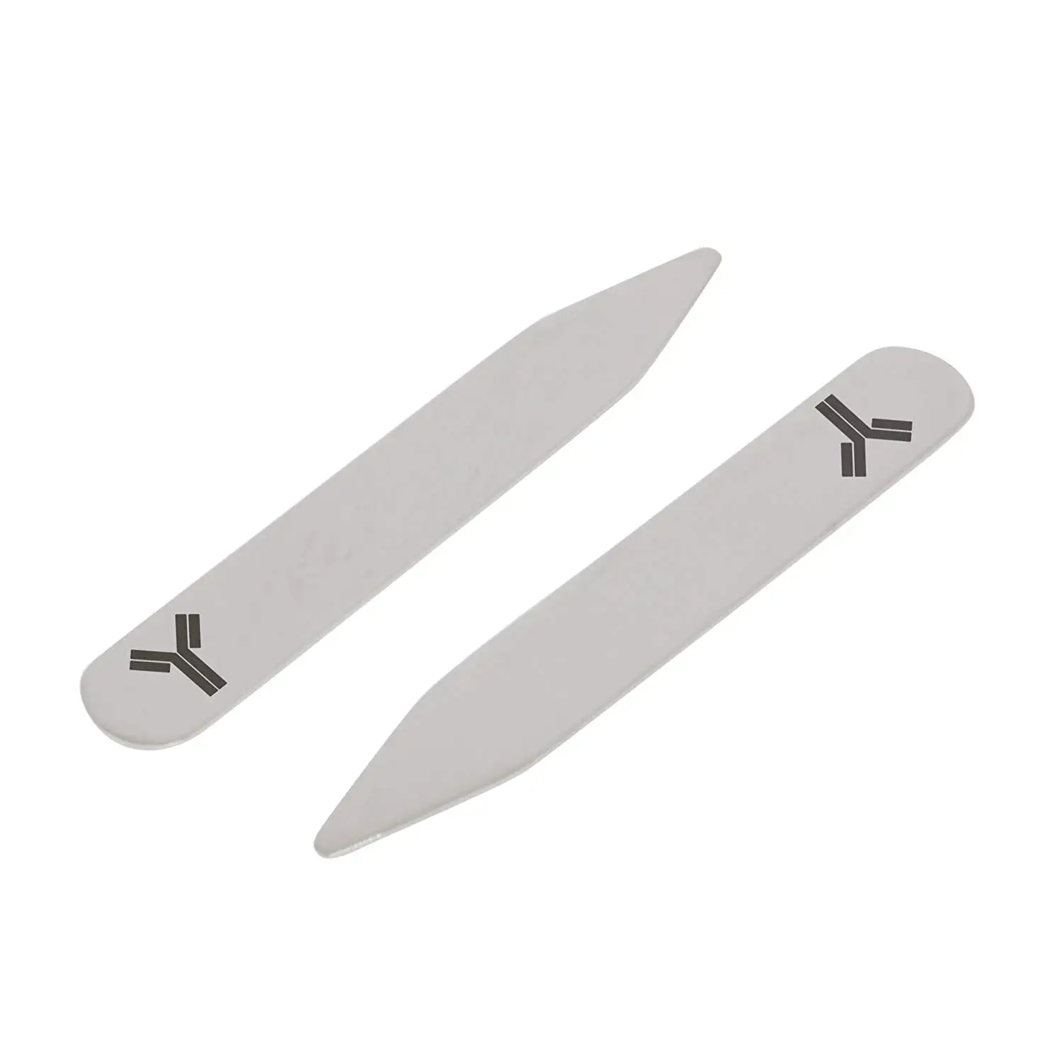 2.5 Inch Metal Collar Stiffeners Made In USA MODERN GOODS SHOP Stainless Steel Collar Stays With Laser Engraved Yarn Design