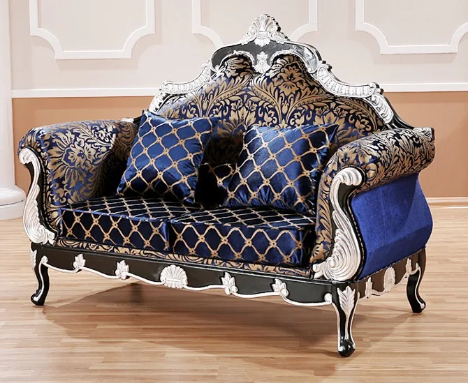 皇家宫殿传统豪华木装饰沙发套装洛可可客厅家具