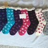 J560 Kids Heart Pattern Knit Classic Slipper Socks Fleece-Lined Knee High Stockings
