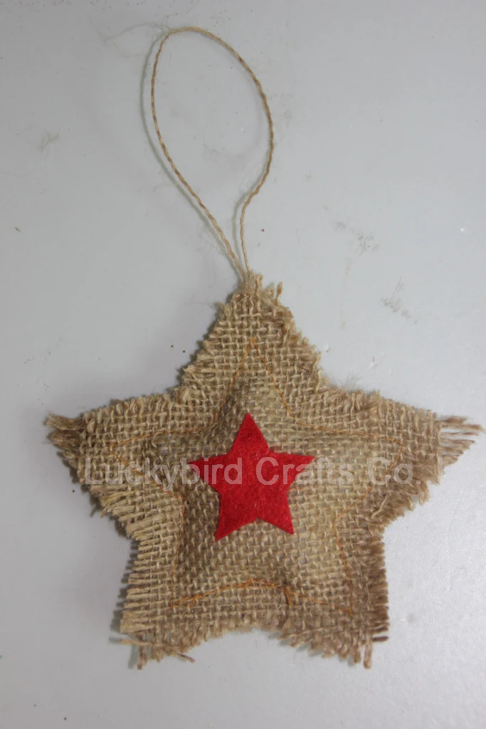  Christmas  Hanging Star Decoration natural  Material Burlap 