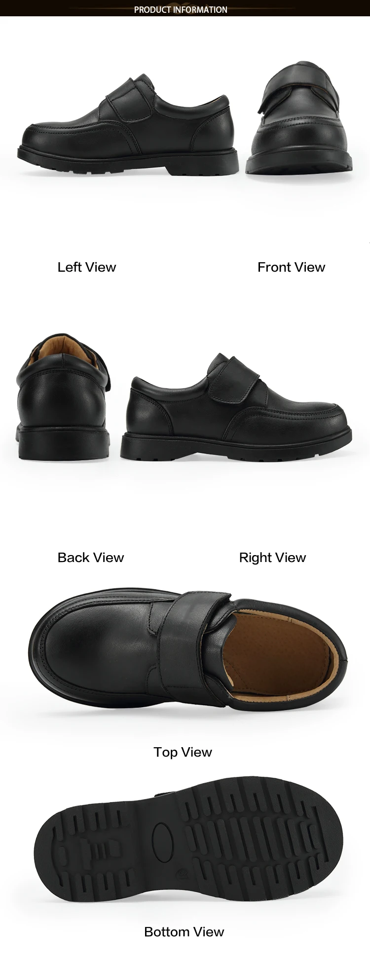 Classical Black School Shoes Pigskin Lining Cow Leather Kids School