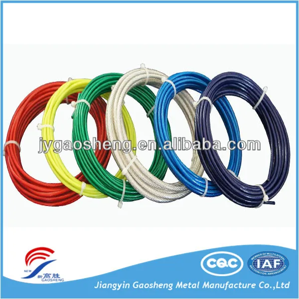 Price per Metre 2.5-3.5mm YELLOW PVC Covered Steel Wire Rope Cable 7x7 