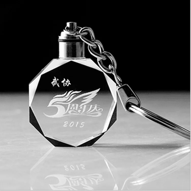 Led Light Crystal Pokemon Keychains 3d Laser Engraved Glass Key Chain