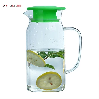 Wholesale Clear Shaped Glass Water Jug With Handle With Silicone Lid ...