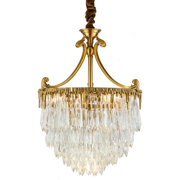 modern Wholesale new arrival nordic palace multi cluster water drops crystal and brass chandelier pendant lamp