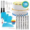 106 piece good quality different types turntable stainless steel piping nozzles bag cake decorating Tip set Supplies Kit