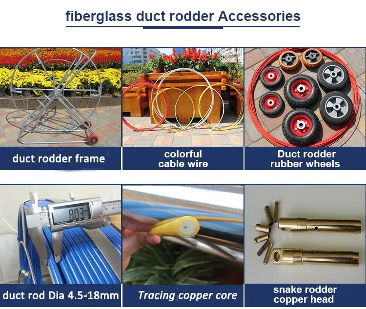 200m 400m Frp Fiber Snake Duct Rodders Fiberglass Cable Pulling Rod