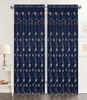 Ready made embroidery blue double layer floral embroidery window curtain