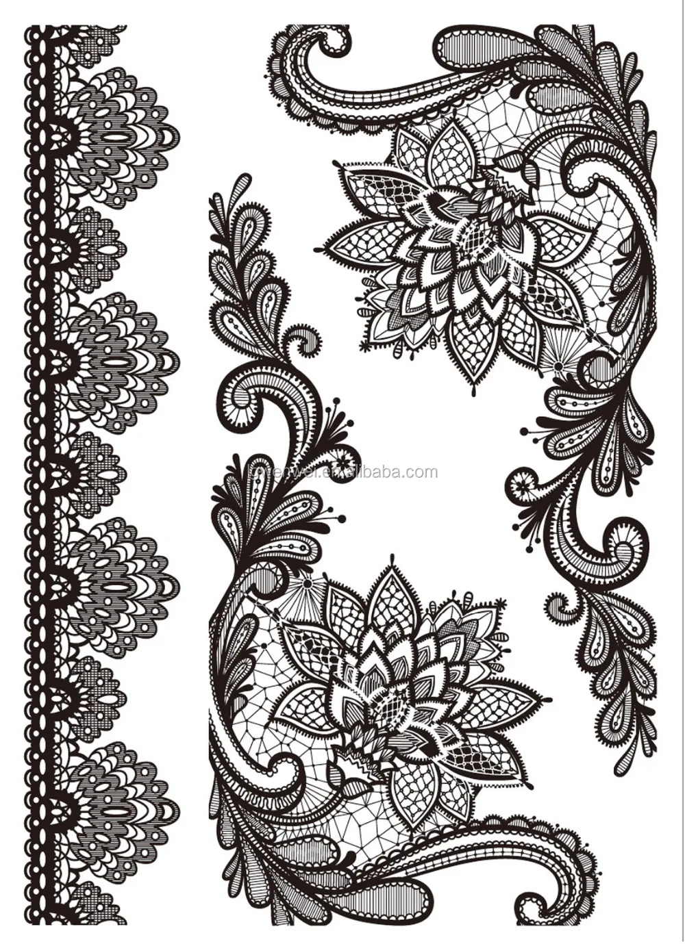 New Design White Black Lace Temporary Tattoo - Buy Lace Tattoo,Black ...