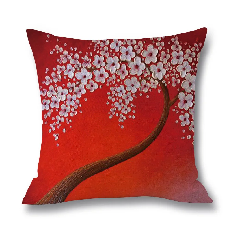 Vintage Flower Pillow Case Cushion Cover Mural Fall Tree Cherry Sofa Decorative Vintage Flower Pillow Case Cushion Cover Mural Fall Tree Cherry Sofa Decorative
