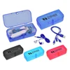 Promotional Gift 1.2 m data cables plug in-ear MP3 phone earpiece with transparent clear plastic square earphone case holder