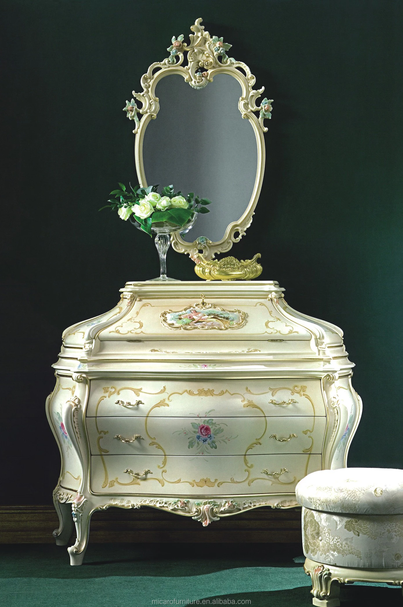 rococo french style super wood children single bed design bedroom