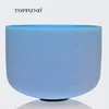 TOPFUND G Note Throat Chakra Blue Colored Frosted Quartz Crystal Singing Bowl 12" For Meditation