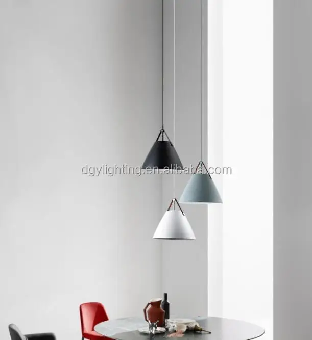 e27 black white light blue iron conical bucket nordic style  modern simple led pendant light chandelier