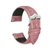 Pink Blue Coffee Real Leather Watch Strap With Special Wavy Buckle