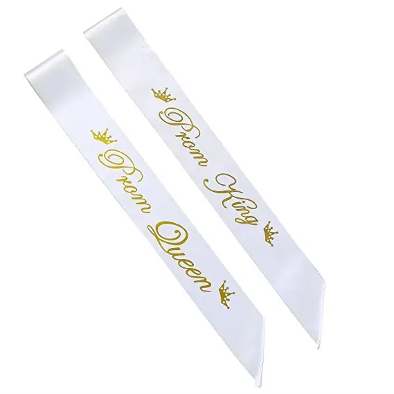 Black with Gold Lettering Prom FCAROLYN Prom King and Prom Queen Sashes