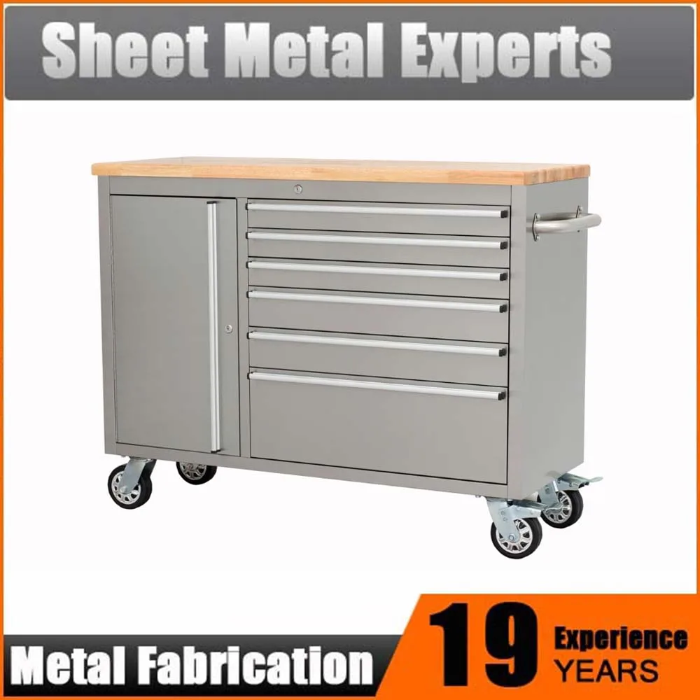 6 Drawer 48 Inch Rolling Tool Box Stainless Steel Tool Trolley