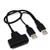 Dual USB2.0 to 7+15 22Pin Slim line Slim SATA Cable With External USB2.0 Power