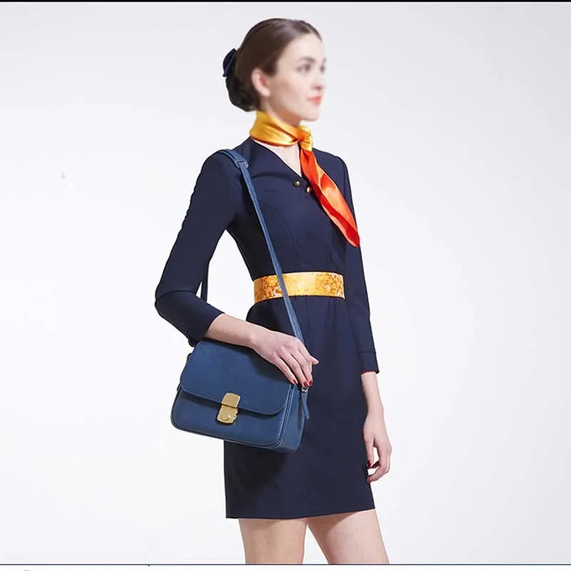 Traje Largo Azul Marino Para Negocios,Vestido Aéreo De Alta  Costura,Uniformes De Azafata Con Bufanda - Buy Azul Marino Largo Traje  Uniformes De Azafata,Vestido Vaporoso Attire Couture,Uniforme De Azafata De  La Línea Aérea