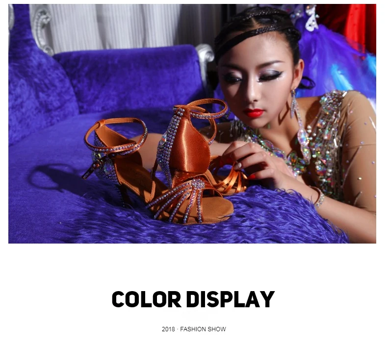 Women Ballroom Latin Dance Shoes Rhinestone Salsa Tango Shoes Heels 3.5/4.5/5.5/7.5/8.5cm Girls' Profession Dancing Shoes Women