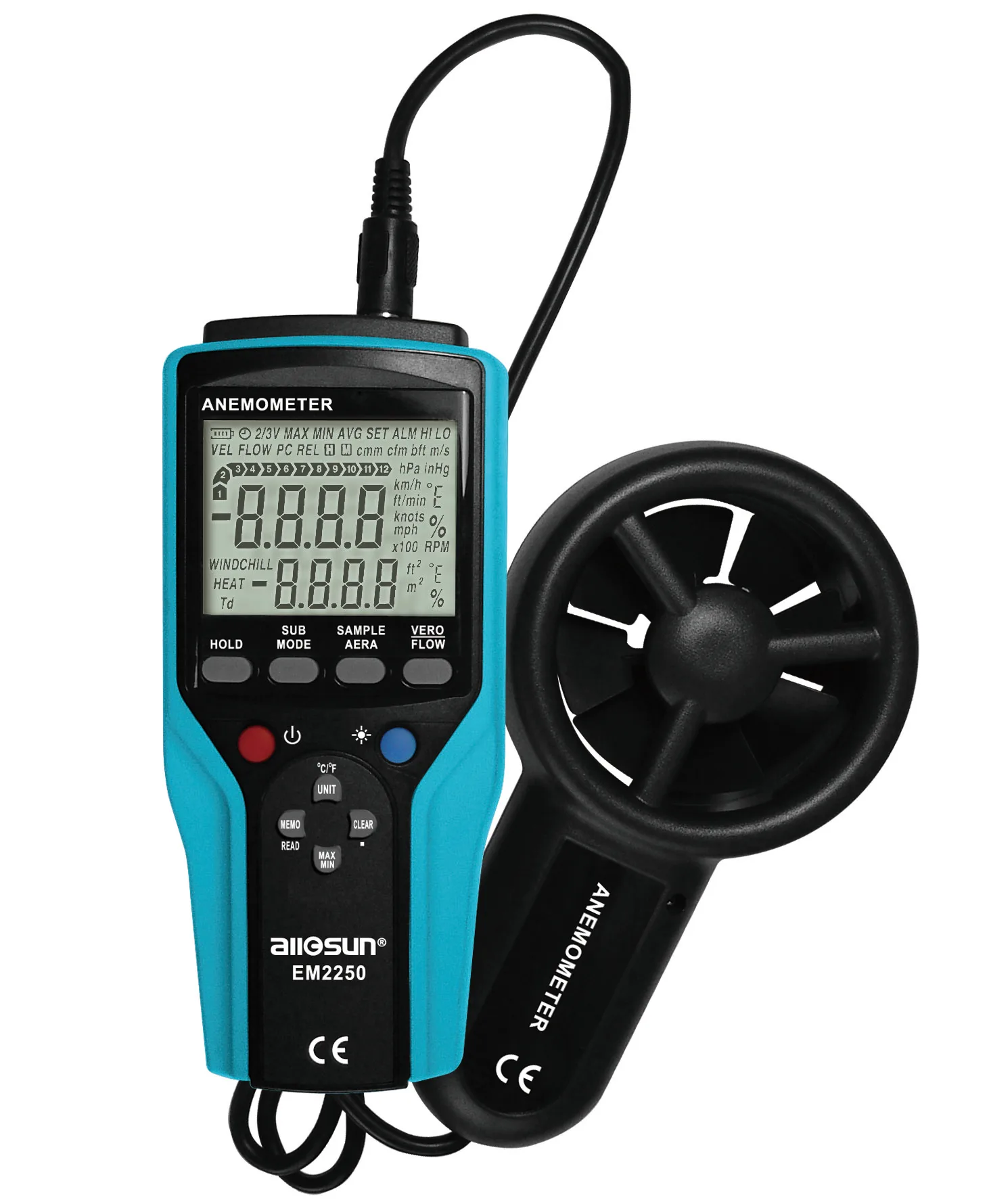 Allosun Em2250 Anemometer Wind Speed Meter - Buy Wind Speed Measuring ...