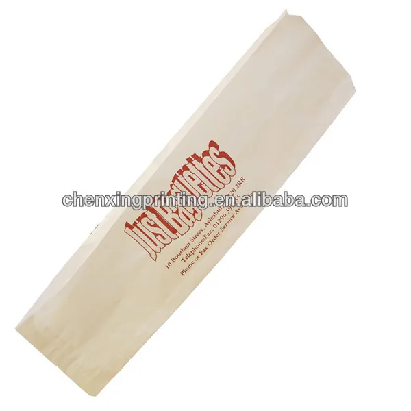 Cheap Food Grade Custom Printed White Kraft Paper Cuban Bread Bag