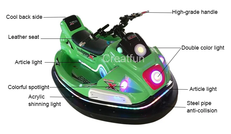 New design colorful light adult outdoor bumper car with mist
