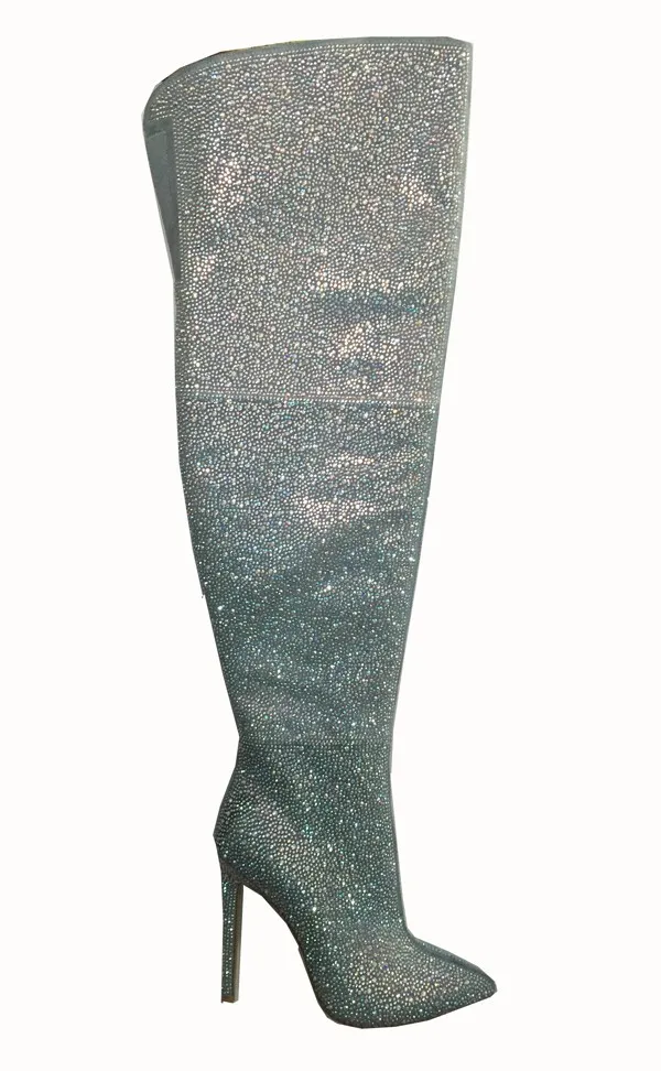 Hottest Crystals Thigh High Boots - Buy Leather Thigh High Boots,Suede ...