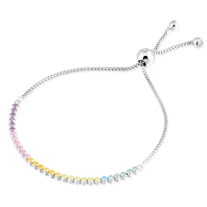 925 Sterling Silver Jewelry Circle Charm Cz Simple Zircon Bracelet ...